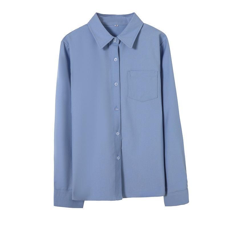 Blue JK Shirt Long Sleeve Outdoor Inner Spring Autumn School Style Nic photo 3 (style 793196704234)