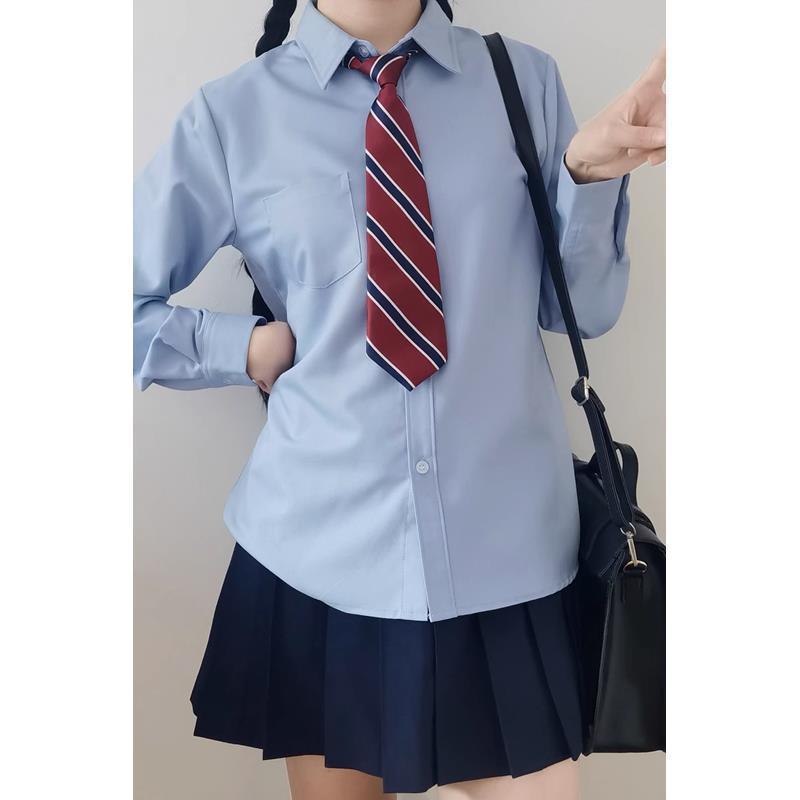 Blue JK Shirt Long Sleeve Outdoor Inner Spring Autumn School Style Nic photo 4 (style 793196704234)
