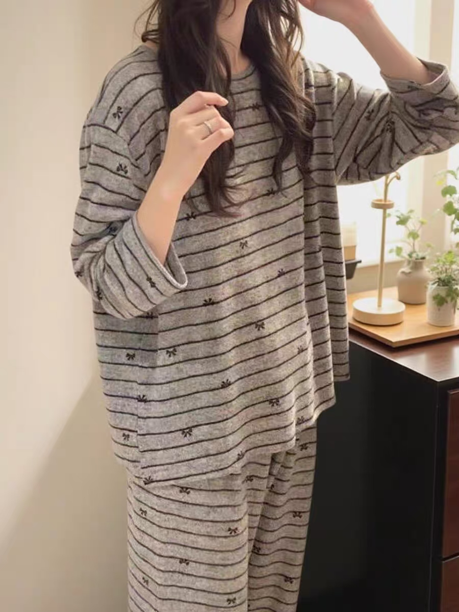 Women's Summer Imitation Cotton Pajama Set, Short Sleeve & Shorts, Bre photo 6 (style SM-FA03F7)