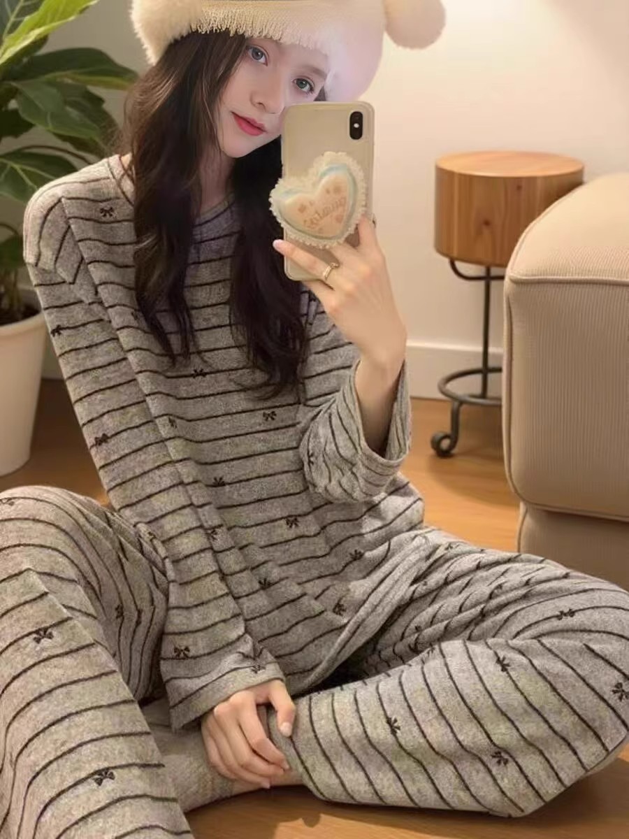 Women's Summer Imitation Cotton Pajama Set, Short Sleeve & Shorts, Bre photo 2 (style SM-FA03F7)