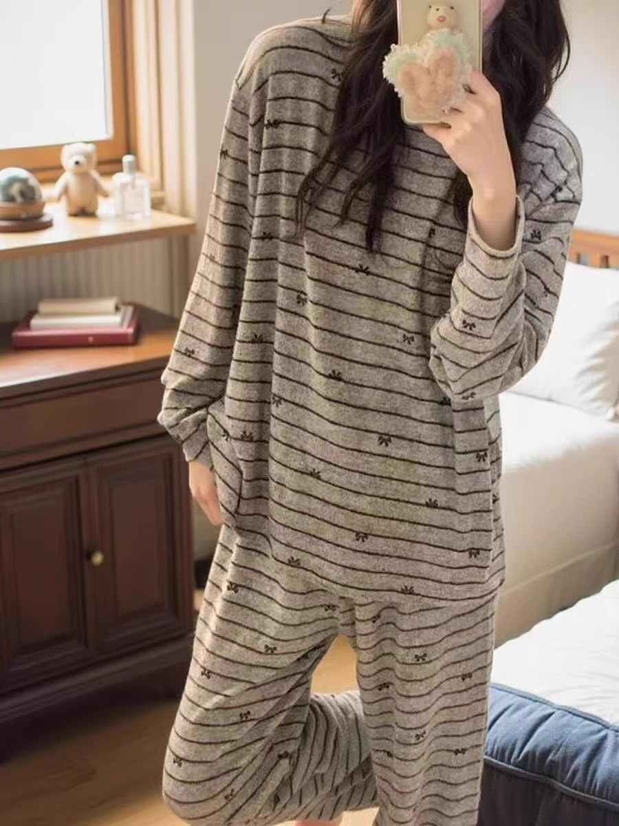 Women's Summer Imitation Cotton Pajama Set, Short Sleeve & Shorts, Bre photo 3 (style SM-FA03F7)