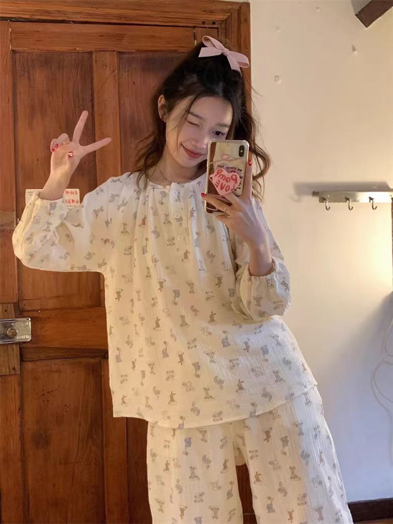 Summer Cotton Cardigan Pullover Homewear Women Short Sleeve Shorts 2 P photo 5 (style 8022)