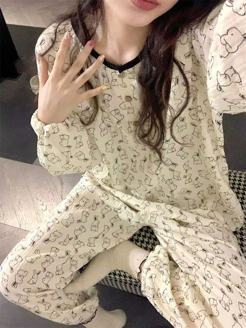 Summer Cotton Cardigan Pullover Homewear Women Short Sleeve Shorts 2 P photo 3 (style 8023)