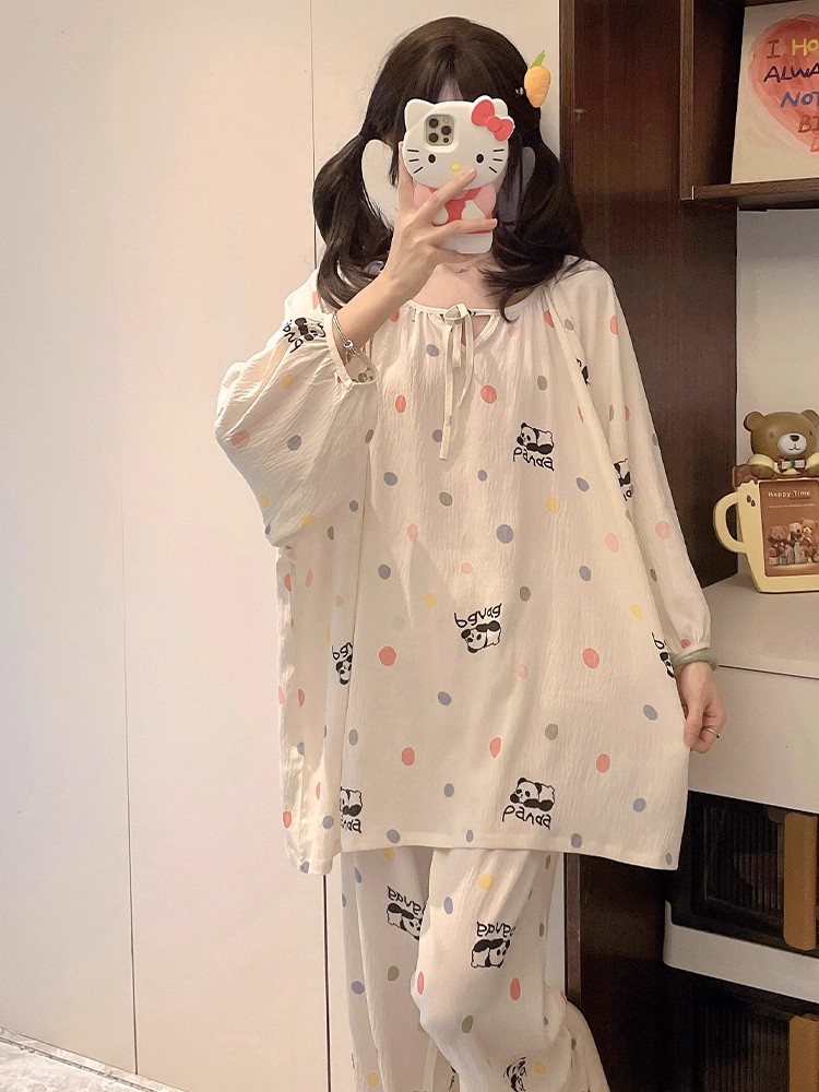 Summer Cloud Cotton Homewear Women Short Sleeve Shorts 2 Pcs Breathable Comfort Wholesale