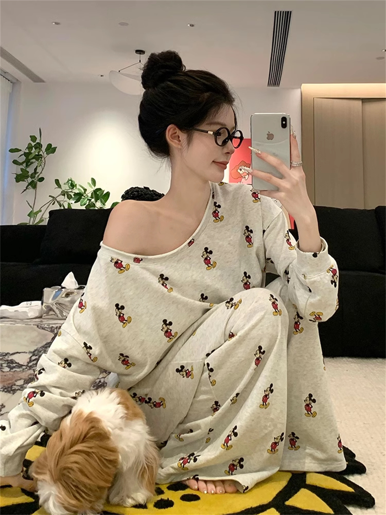 Summer Cotton-Like Homewear Women Short Sleeve Shorts 2 Pcs Breathable photo 2 (style 810113)
