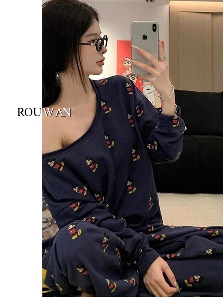 Summer Cotton-Like Homewear Women Short Sleeve Shorts 2 Pcs Breathable photo 5 (style 810113)