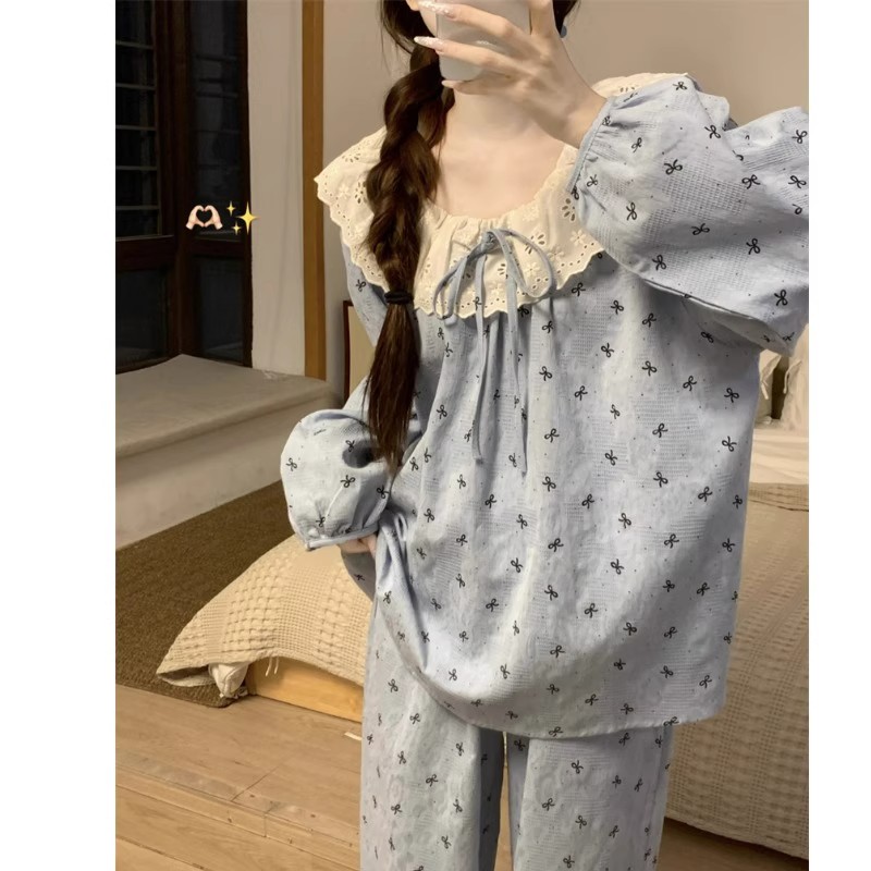 Summer Cloud Cotton Homewear Women Short Sleeve Shorts 2 Pcs Breathabl photo 3 (style 8107)