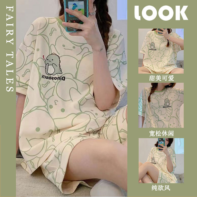 2026 New Summer Pajamas Women Cute Short Sleeve Shorts Teen Homewear S photo 2 (style 811326325069)