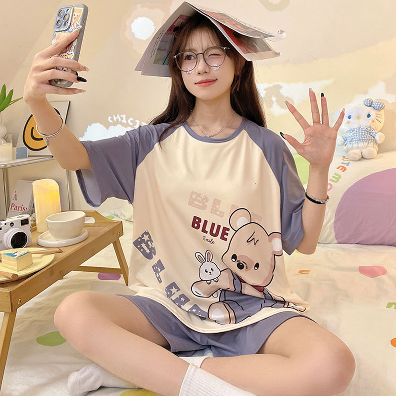 2026 New Summer Pajamas Women Cute Short Sleeve Shorts Teen Homewear S photo 7 (style 811326325069)