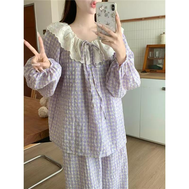 Summer Cloud Cotton Homewear Women Short Sleeve Shorts 2 Pcs Breathabl photo 2 (style 81188125)