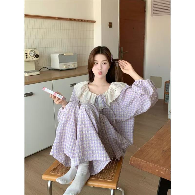 Summer Cloud Cotton Homewear Women Short Sleeve Shorts 2 Pcs Breathabl photo 3 (style 81188125)