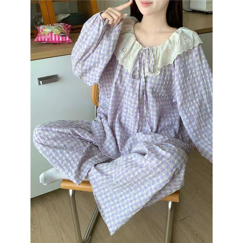 Summer Cloud Cotton Homewear Women Short Sleeve Shorts 2 Pcs Breathabl photo 4 (style 81188125)
