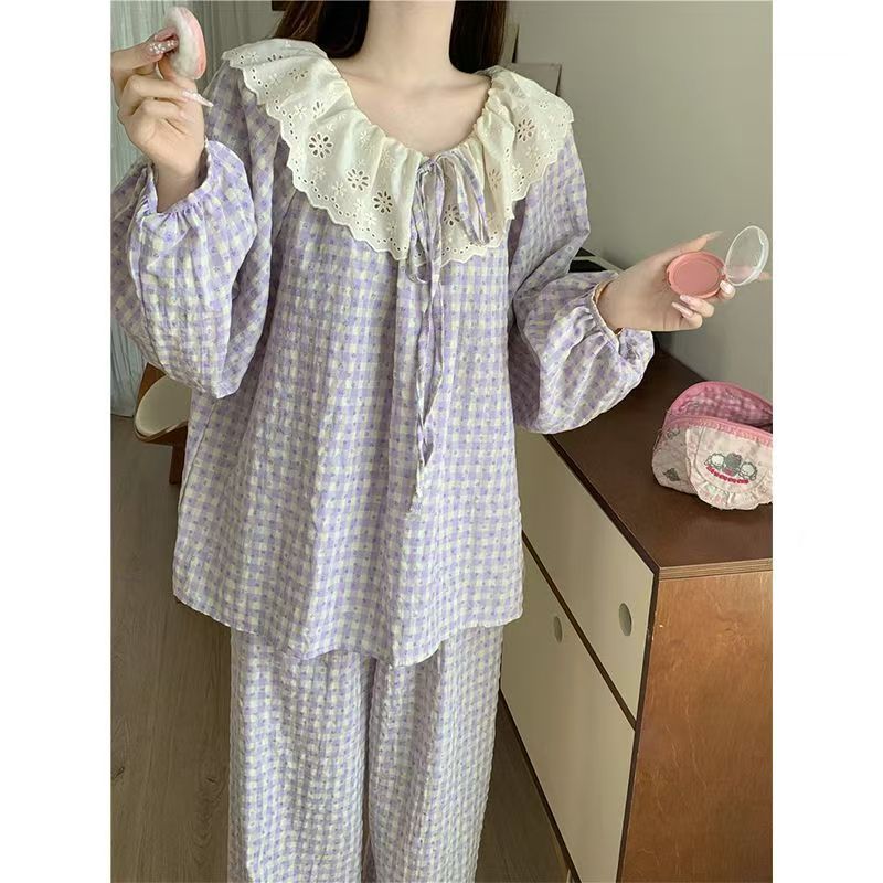 Summer Cloud Cotton Homewear Women Short Sleeve Shorts 2 Pcs Breathabl photo 5 (style 81188125)