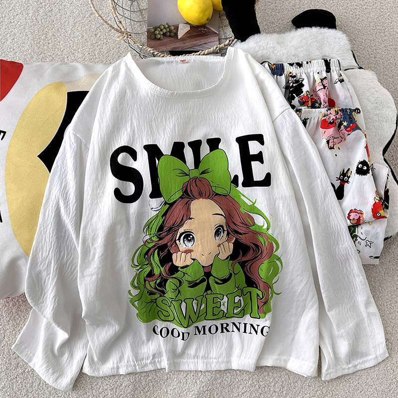 Summer Cloud Cotton With Pads Long Sleeve Homewear Women Short Sleeve photo 2 (style 8138814514)