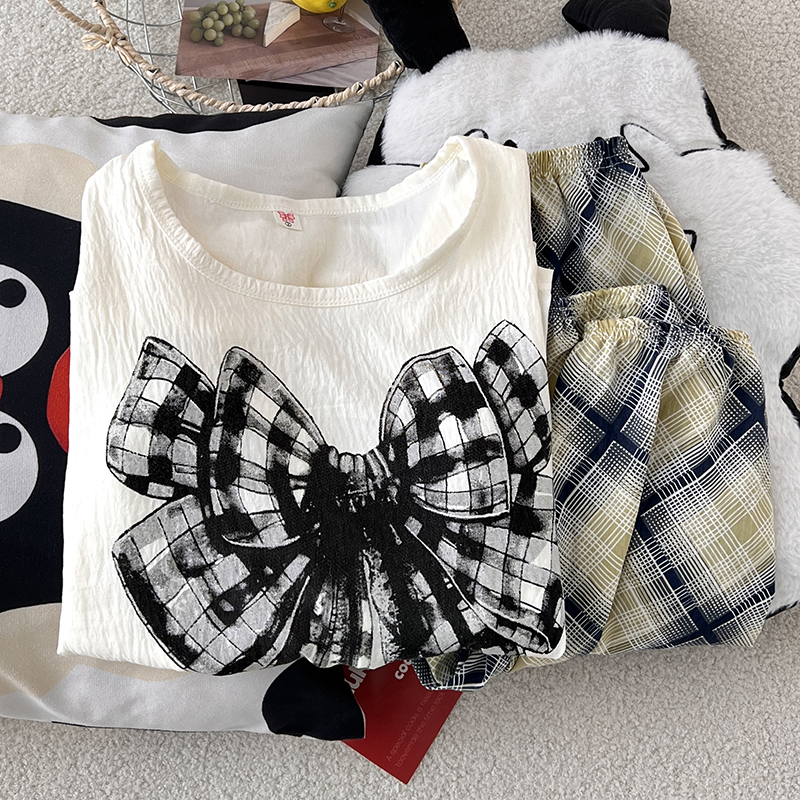 Summer Cloud Cotton With Pads Long Sleeve Homewear Women Short Sleeve photo 6 (style 8138814514)