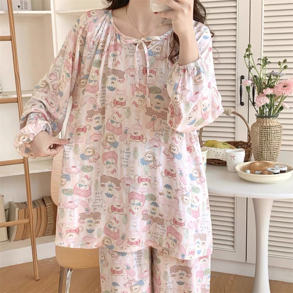 Summer Cloud Cotton Homewear Women Short Sleeve Shorts 2 Pcs Breathable Comfort Wholesale