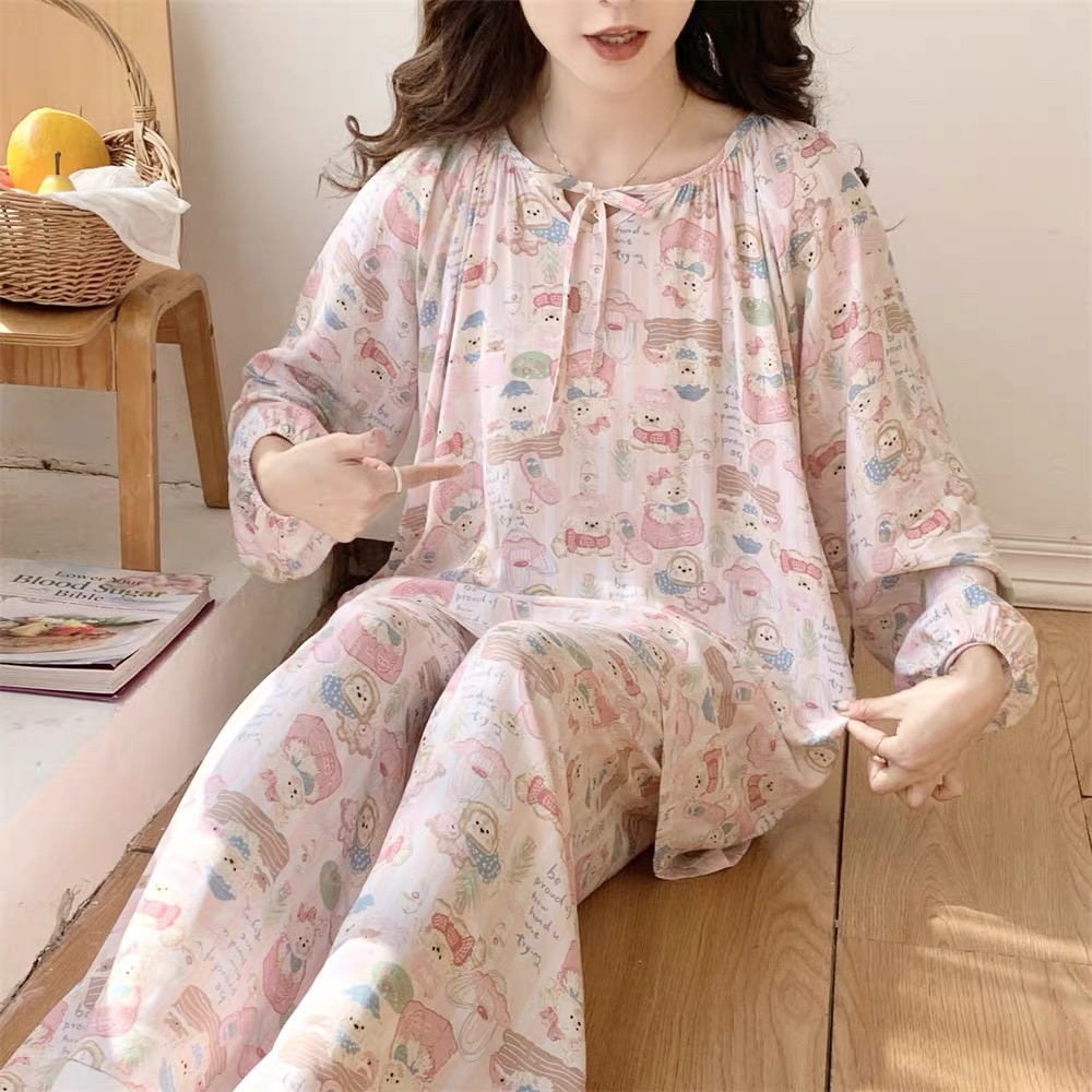 Summer Cloud Cotton Homewear Women Short Sleeve Shorts 2 Pcs Breathabl photo 2 (style 8150815114)