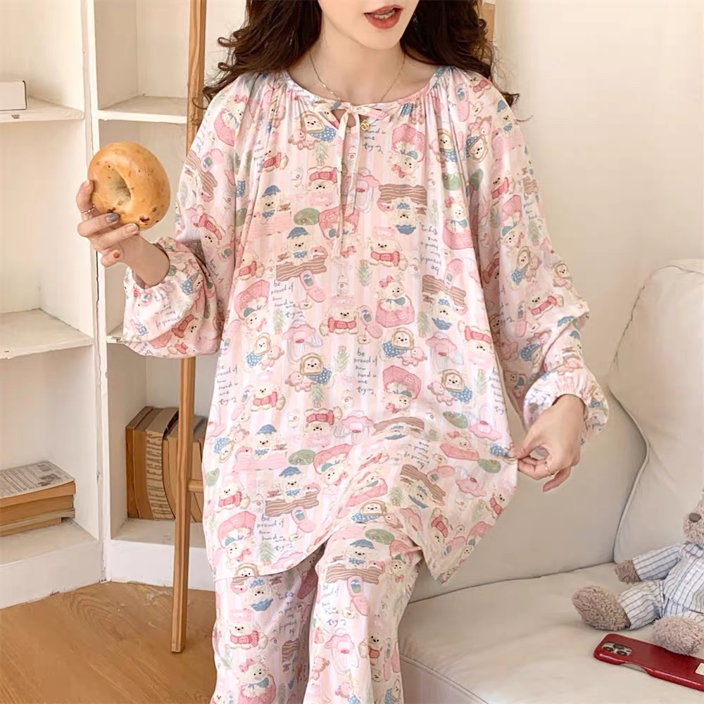 Summer Cloud Cotton Homewear Women Short Sleeve Shorts 2 Pcs Breathabl photo 3 (style 8150815114)