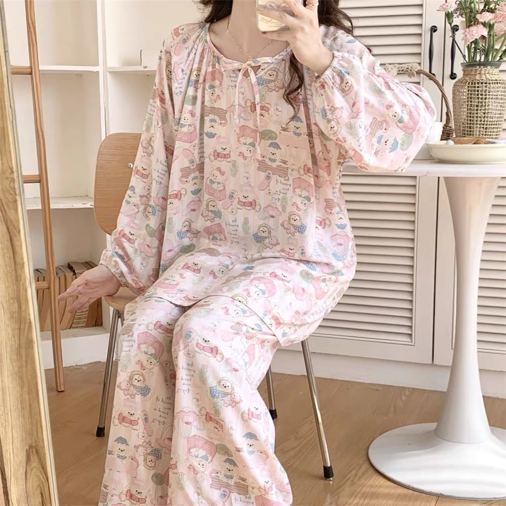 Summer Cloud Cotton Homewear Women Short Sleeve Shorts 2 Pcs Breathabl photo 4 (style 8150815114)