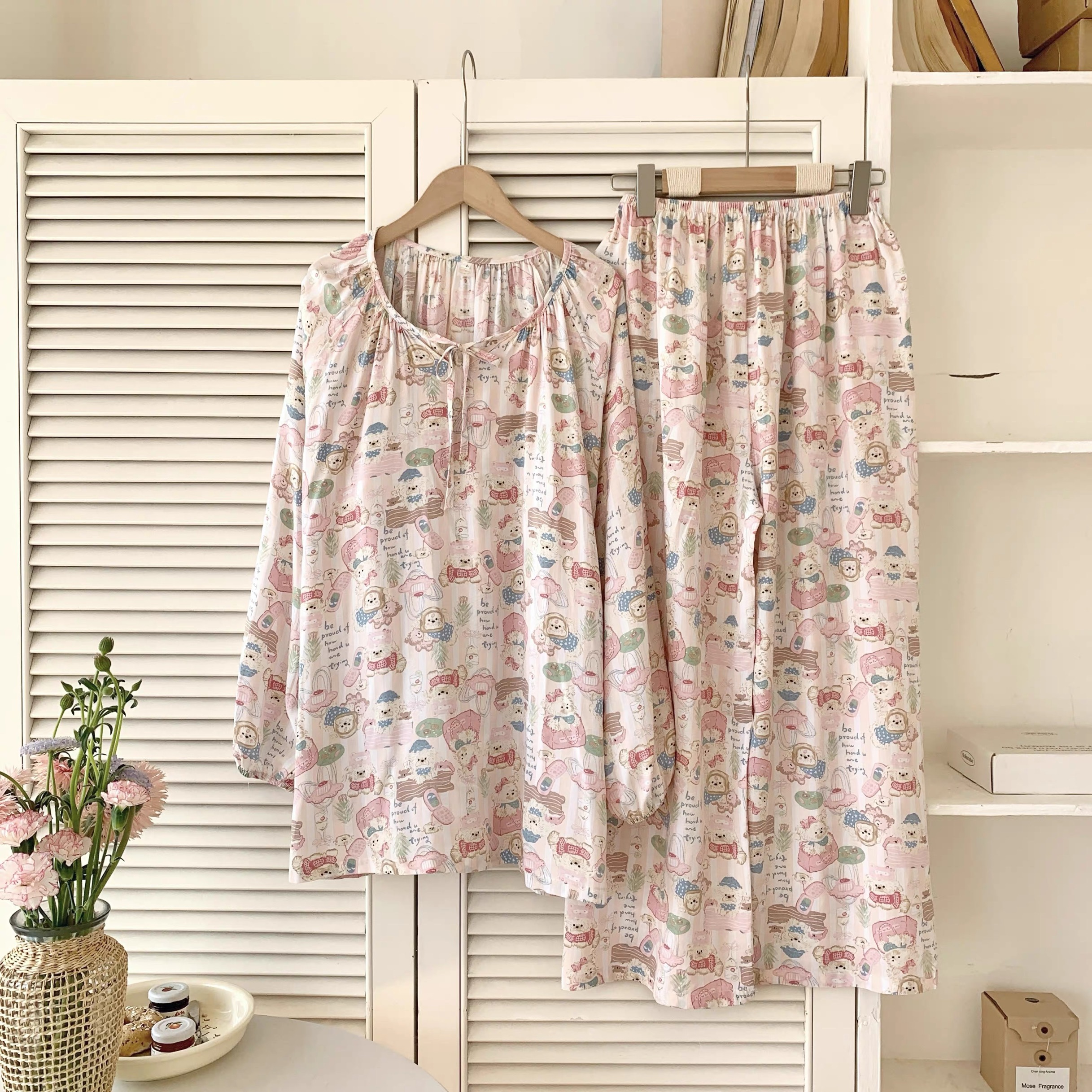 Summer Cloud Cotton Homewear Women Short Sleeve Shorts 2 Pcs Breathabl photo 5 (style 8150815114)