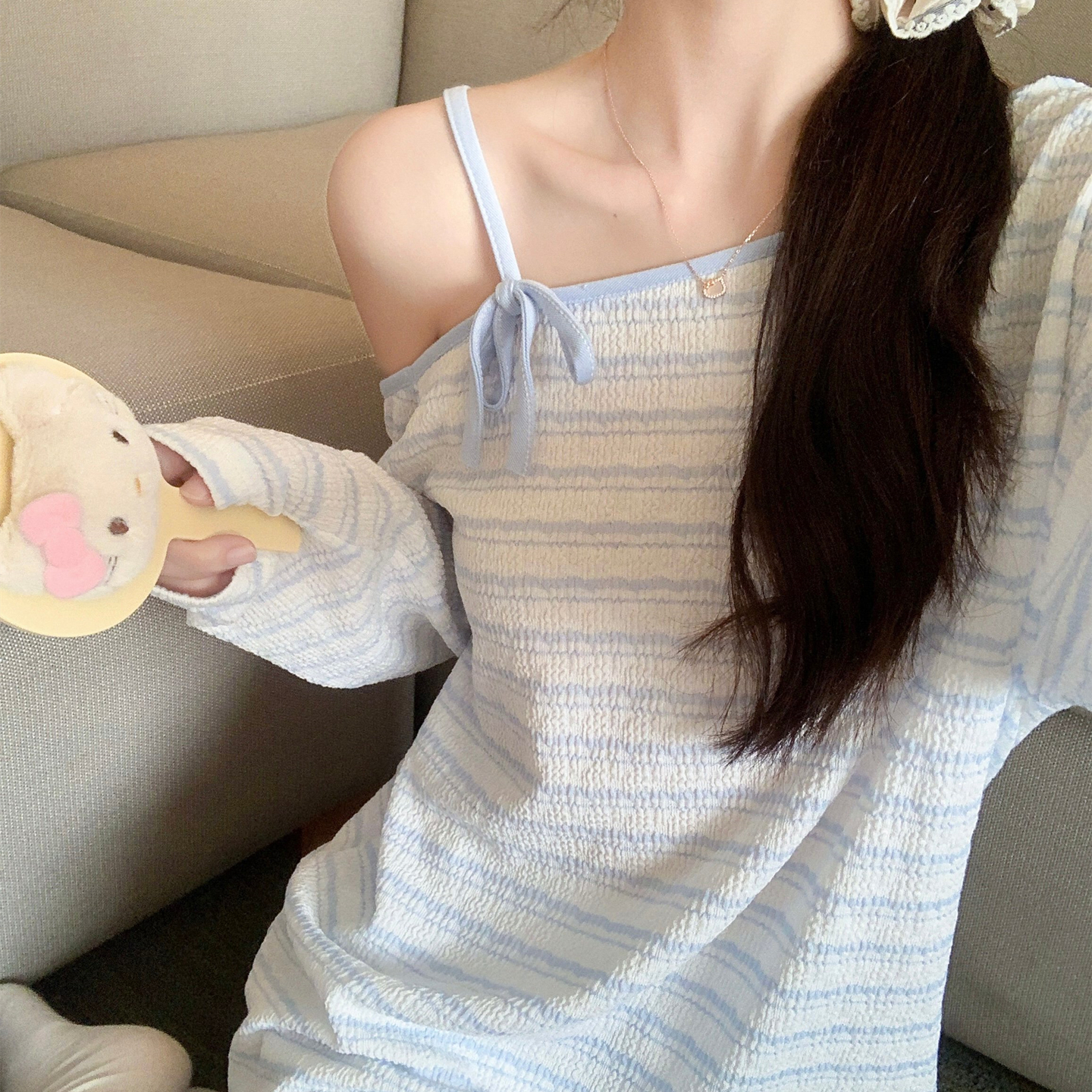Summer Cotton Homewear Women Short Sleeve Shorts 2 Pcs Breathable Comf photo 6 (style 8152)