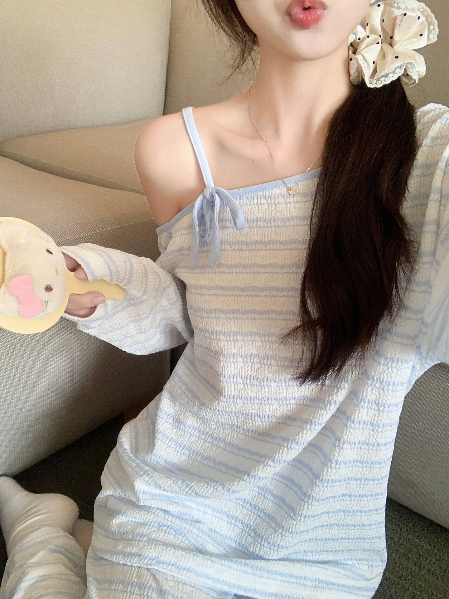 Summer Cotton Homewear Women Short Sleeve Shorts 2 Pcs Breathable Comf photo 1 (style 8152)