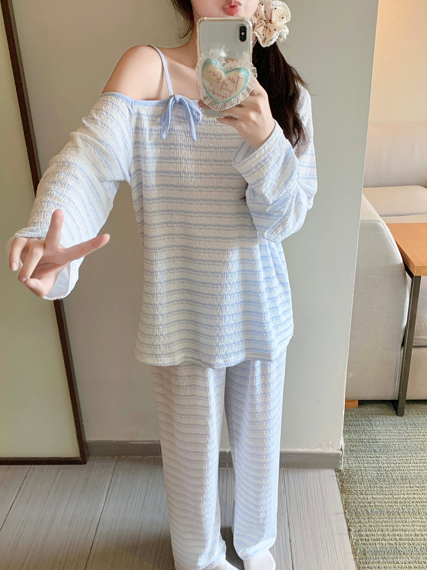 Summer Cotton Homewear Women Short Sleeve Shorts 2 Pcs Breathable Comf photo 2 (style 8152)