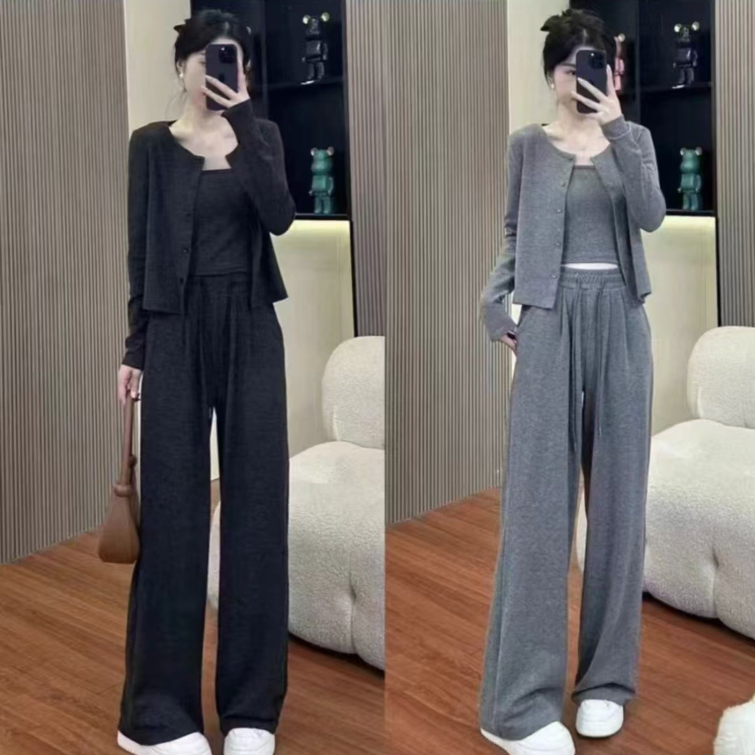 Spring New Fleece Glutinous Rice 3 Pcs Set Fashion Slim Premium Drape photo 1 (style 826558262275)