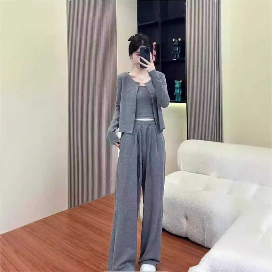 Spring New Fleece Glutinous Rice 3 Pcs Set Fashion Slim Premium Drape photo 4 (style 826558262275)