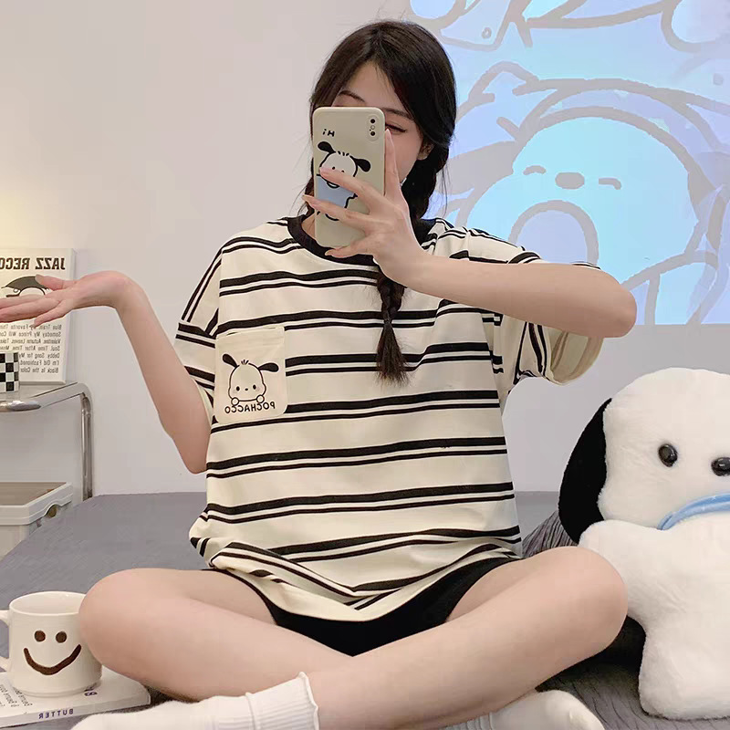 Cross-border Summer Cute Cartoon Pajamas Women Ins Short Sleeve Set Loose Homewear Outdoor