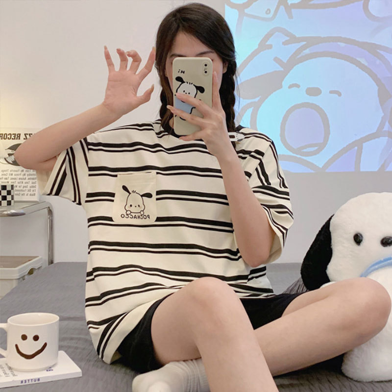 Cross-border Summer Cute Cartoon Pajamas Women Ins Short Sleeve Set Lo photo 2 (style 898425432956)