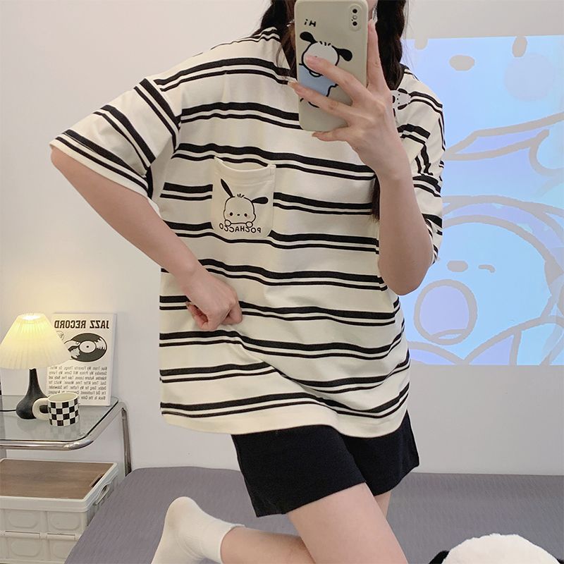 Cross-border Summer Cute Cartoon Pajamas Women Ins Short Sleeve Set Lo photo 3 (style 898425432956)