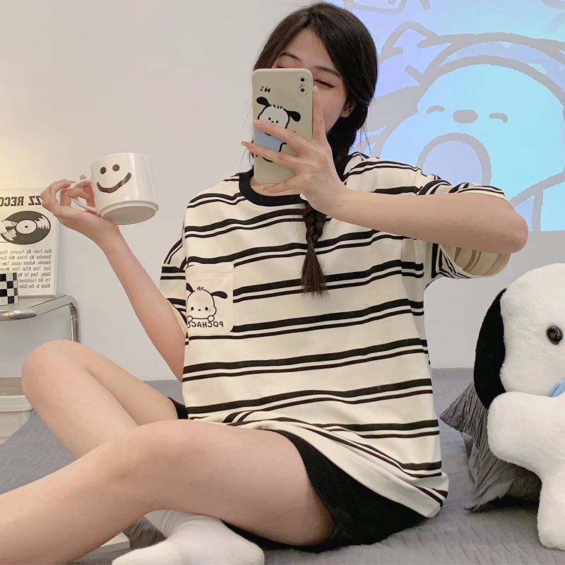 Cross-border Summer Cute Cartoon Pajamas Women Ins Short Sleeve Set Lo photo 4 (style 898425432956)