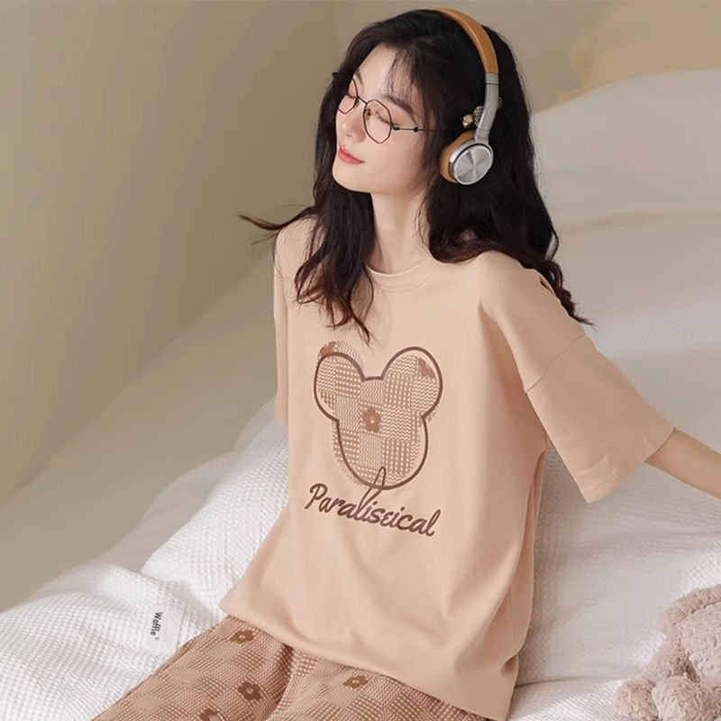 Cross-border Summer Cute Cartoon Pajamas Women Ins Short Sleeve Set Lo photo 6 (style 898425432956)