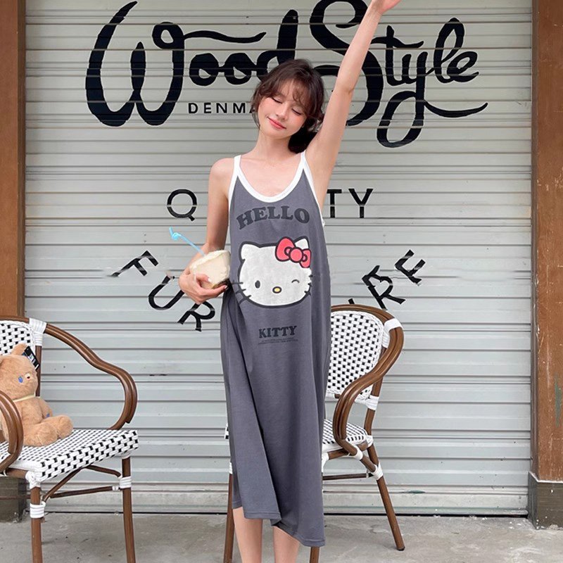 Women's Summer Faux Cotton Slip Nightgown - Loose Fit, Slimming, Breat photo 5 (style SM-31B7EE)