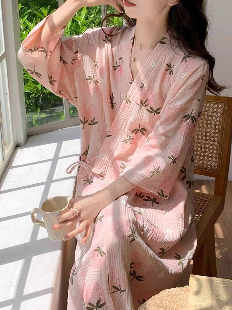 Summer Cotton Camisole Nightgown Women Loose Slim Breathable Home Dres photo 2 (style 9)