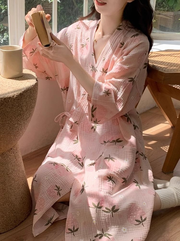 Summer Cotton Camisole Nightgown Women Loose Slim Breathable Home Dres photo 3 (style 9)