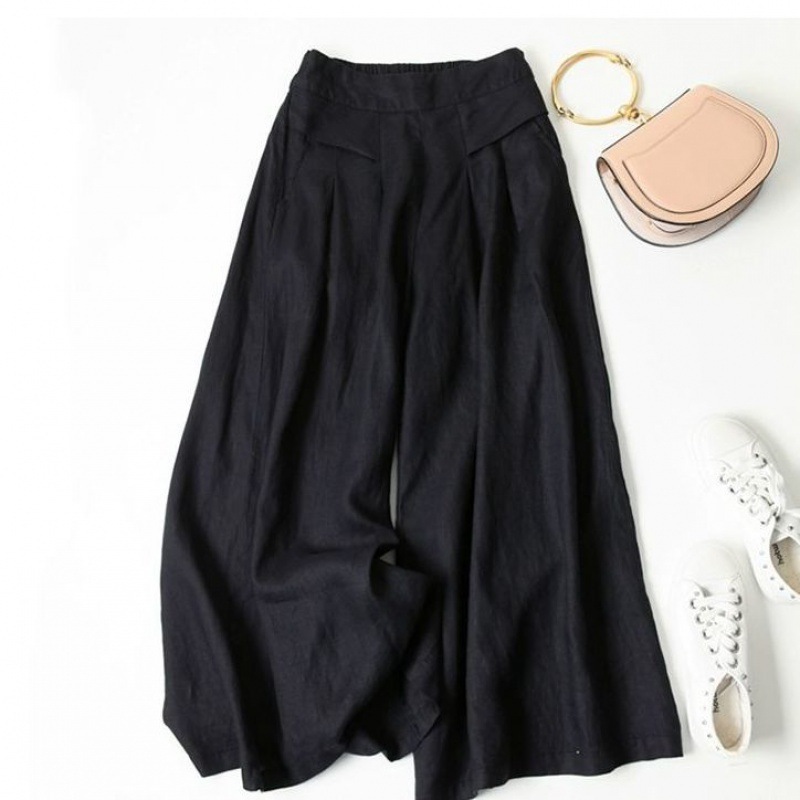 Large Stock Europe Women's Loose Drape Half Elastic High Waist Thin Li photo 3 (style 908283211308)