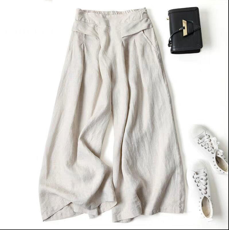 Large Stock Europe Women's Loose Drape Half Elastic High Waist Thin Li photo 5 (style 908283211308)
