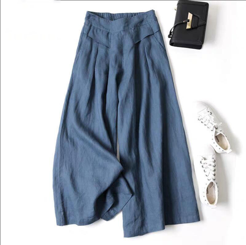 Large Stock Europe Women's Loose Drape Half Elastic High Waist Thin Li photo 6 (style 908283211308)
