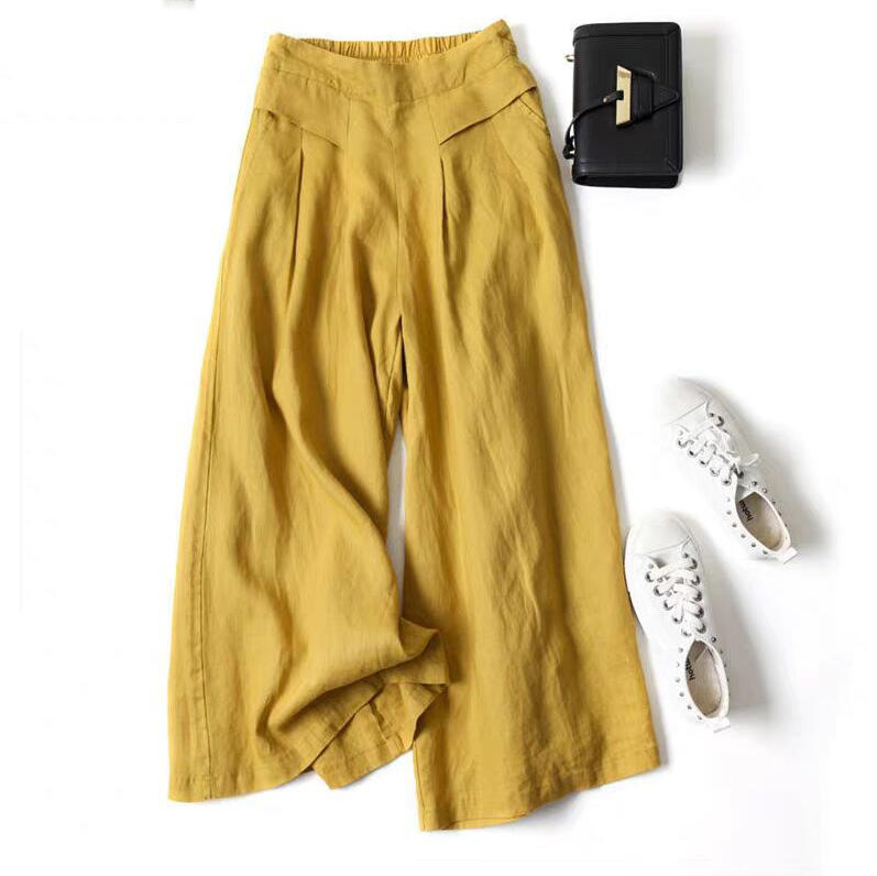 Large Stock Europe Women's Loose Drape Half Elastic High Waist Thin Li photo 7 (style 908283211308)