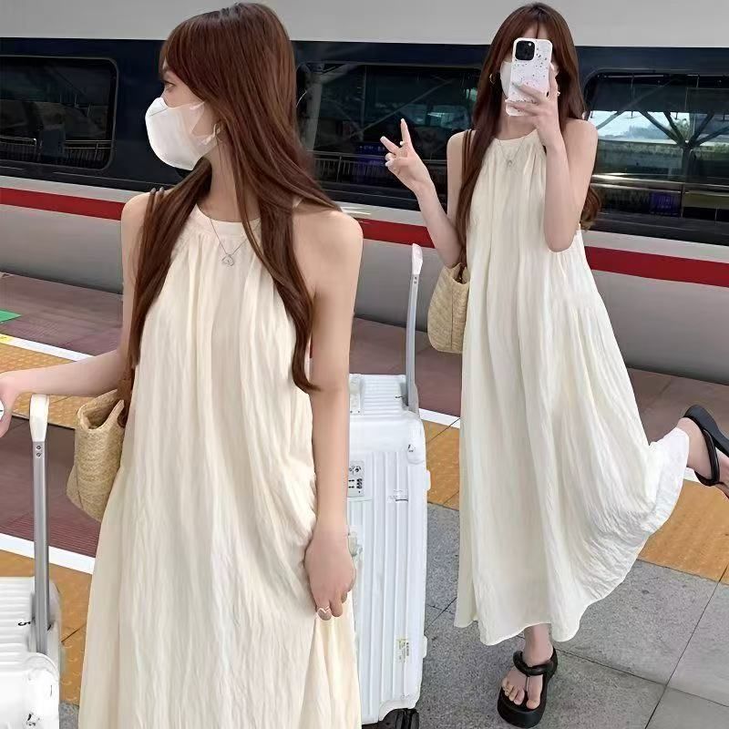 French Halter Dress Fairy Summer Loose Slim New Sleeveless Sweet Vacat photo 1 (style 913780943441)