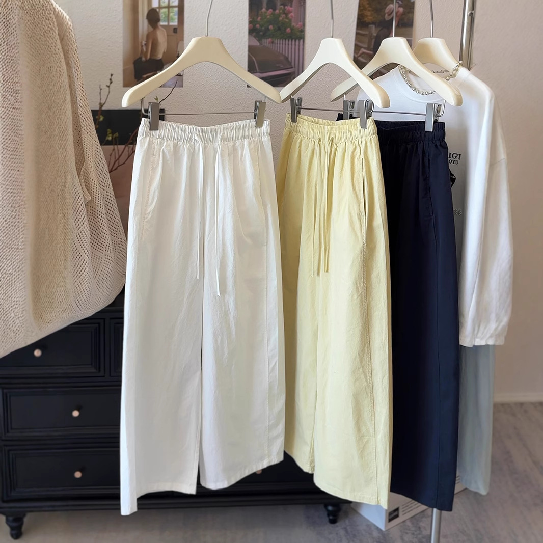 Japanese Korean Petite Wide Leg Pants Casual 9-Point Summer Thin Washe photo 1 (style 919855994412)