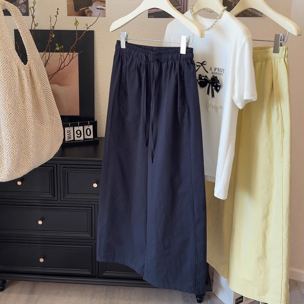 Japanese Korean Petite Wide Leg Pants Casual 9-Point Summer Thin Washe photo 4 (style 919855994412)