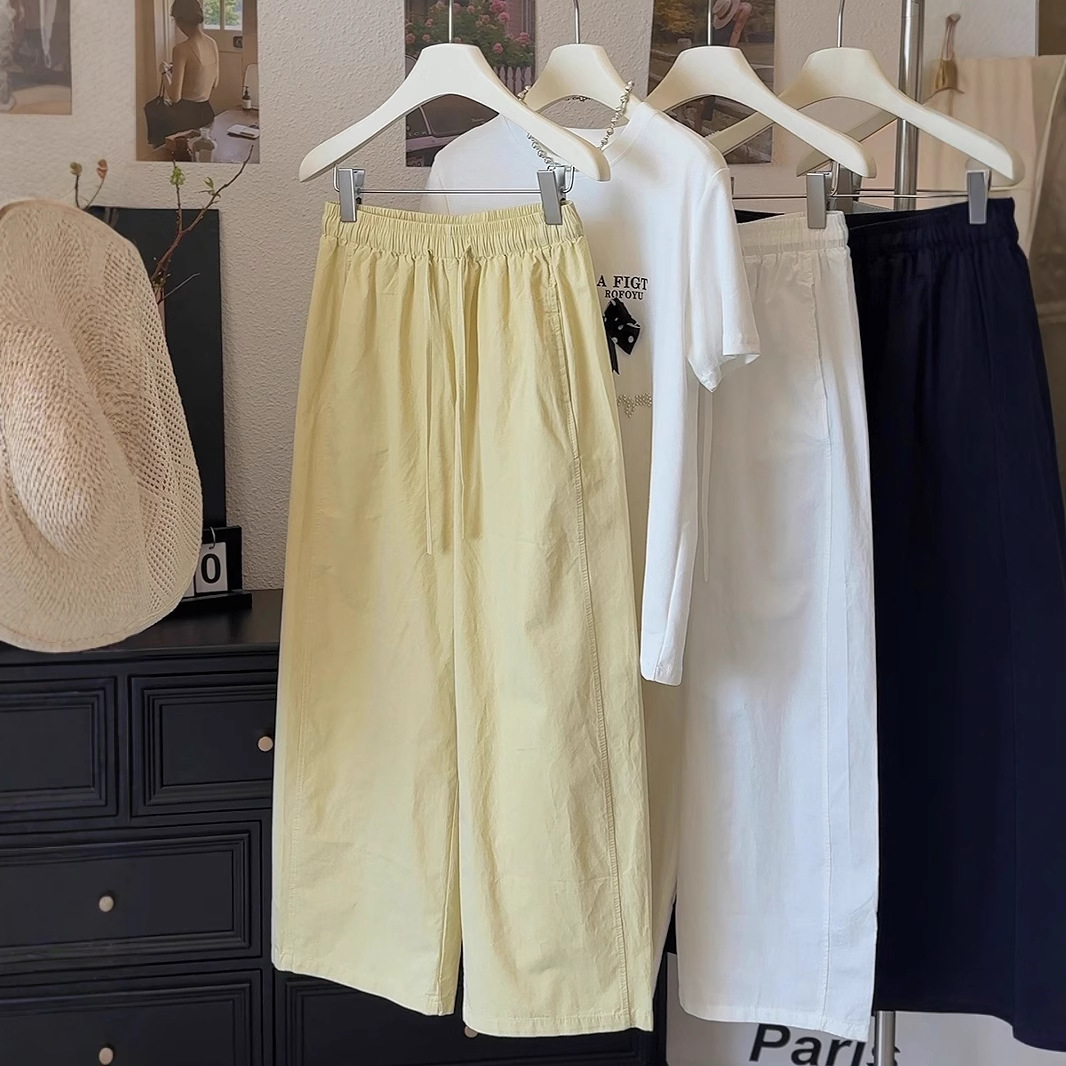 Japanese Korean Petite Wide Leg Pants Casual 9-Point Summer Thin Washe photo 5 (style 919855994412)