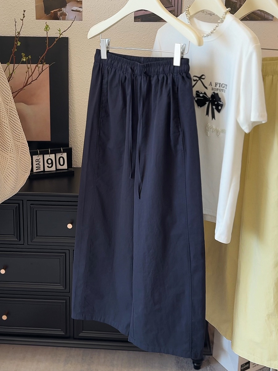 Japanese Korean Petite Wide Leg Pants Casual 9-Point Summer Thin Washe photo 6 (style 919855994412)