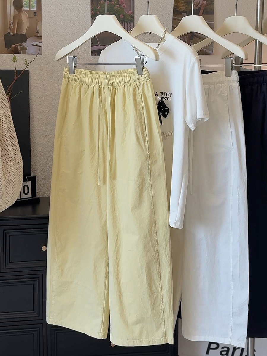 Japanese Korean Petite Wide Leg Pants Casual 9-Point Summer Thin Washe photo 7 (style 919855994412)