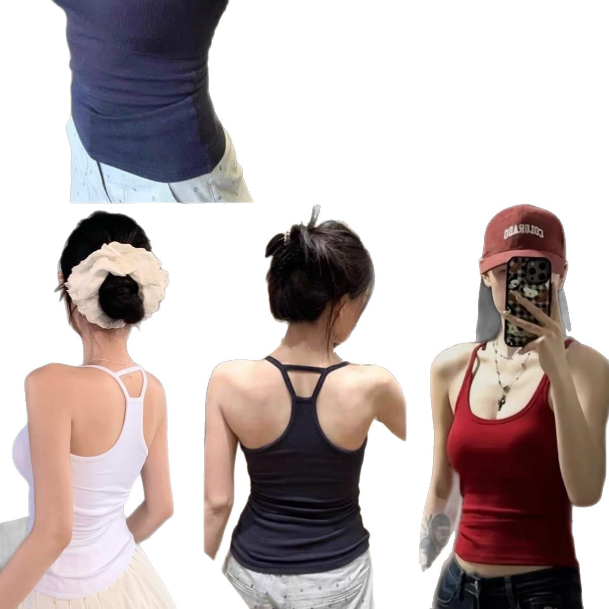 Grey Camisole Women Halter Neck Hide Armpit With Pads Sports Slim Back photo 5 (style 930803381343)