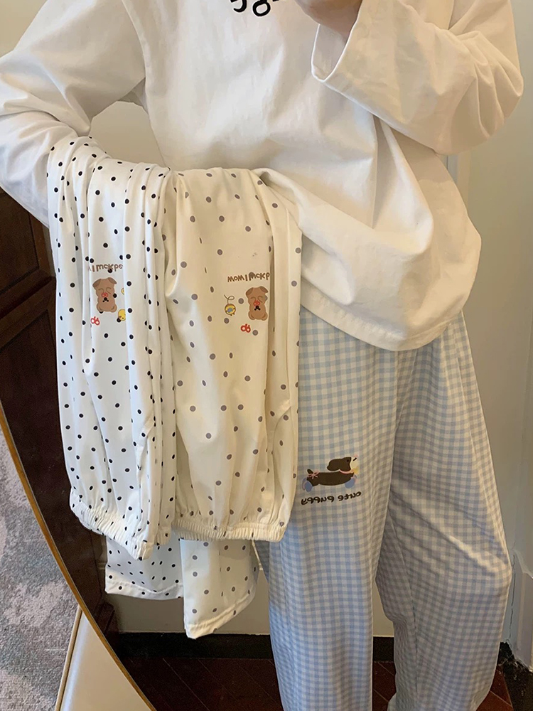 Women's Summer Cotton-Like Sleep Pants Loose Wide Leg Straight Casual photo 3 (style SM-832935)