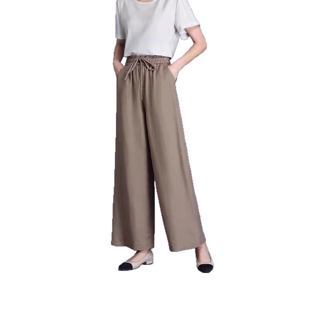 Plus Size Ice Silk Wide Leg Pants Women 2025 Summer Thin High Waist Mo photo 5 (style 935507991213)